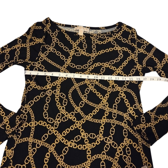 Michael Michael Kors Gold Chain Link Silky Shift Cocktail Party Dress Medium - Picture 6 of 10